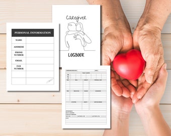 Planner del registro giornaliero per chi si prende cura di qualcuno: monitoraggio della salute a casa (download digitale)