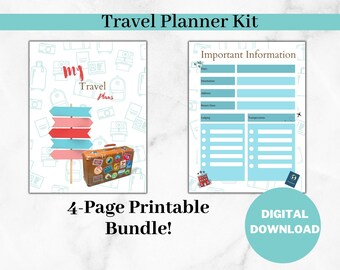 Lista di controllo per pianificatore di viaggio, pianificatore di viaggio digitale, itinerario di viaggio digitale, budget di viaggio digitale, scaricabile, stampabile, due dimensioni