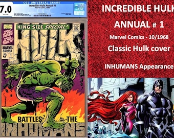 Incredible Hulk Annual # 1 - CGC 7.0 - WHITE Pages - 10/1968 - Classic Steranko HULK cover - Inhumans appearance.