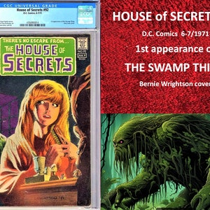 House of Secrets #92 - CGC 6.0 - OW Pages - 1.Auftritt des Swamp Thing - 6-7/1971 - Major Key in der Comic Sammlung !!