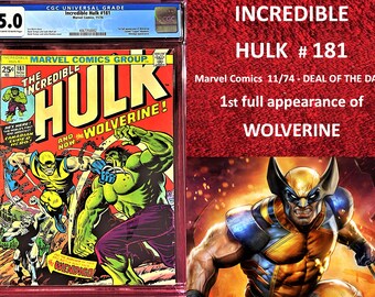 Der unglaubliche Hulk # 181 – CGC 5.0 – OW/W-Seiten – 1. vollständiger Auftritt von Wolverine – 7/1974 – Deadpool 3 erscheint