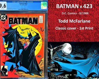 Batman # 423 - CGC 9.6 - White Pages - 9/1988 - 1st Print - D.C. Comics - Todd McFarlane classic cover.  Moon error.
