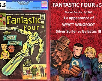 Fantastic Four # 50 - CGC 5.5 - OW/W Pages - 1st appearance of Wyatt Wingfoot - Silver Surfer battles Galactus - Johnny S goes to college