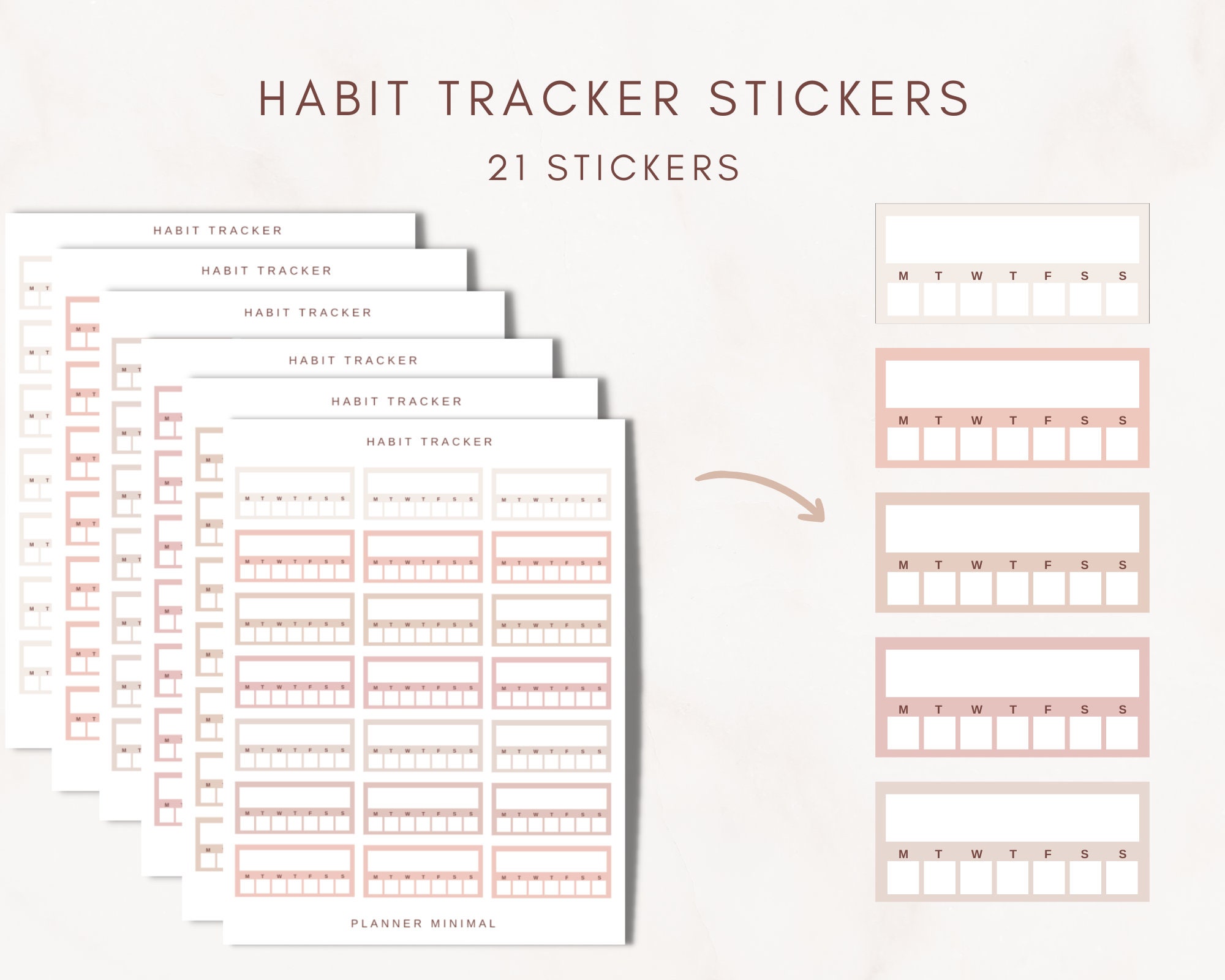 Lifestyle Journal Habit Tracking Stencil Bookmark, Food and Drink