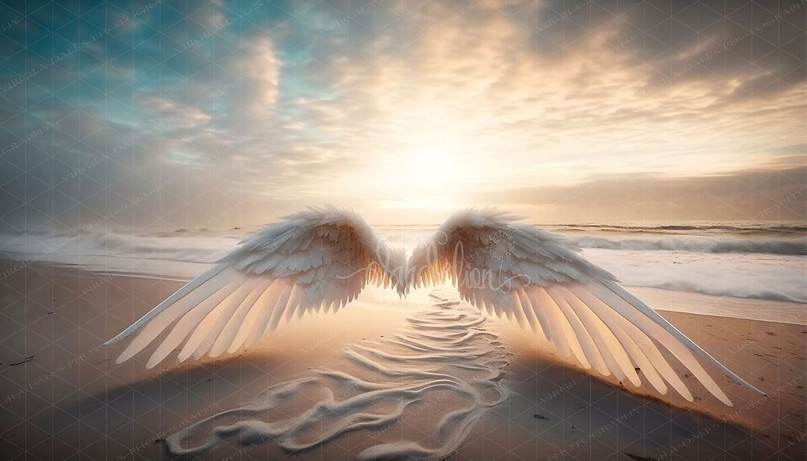 Angel Wings on the Beach Digital Digital Backdrop for - Etsy