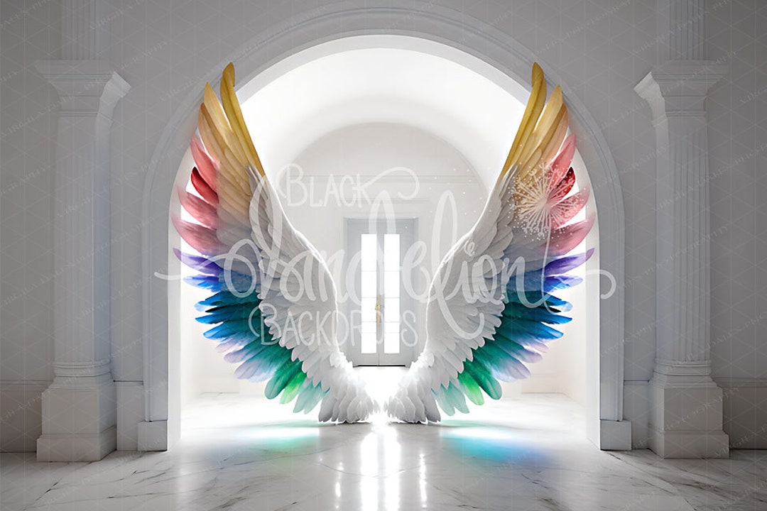 Rainbow Angel Wings, Digital Backdrop for Photoshop, Maternity Overlay ...