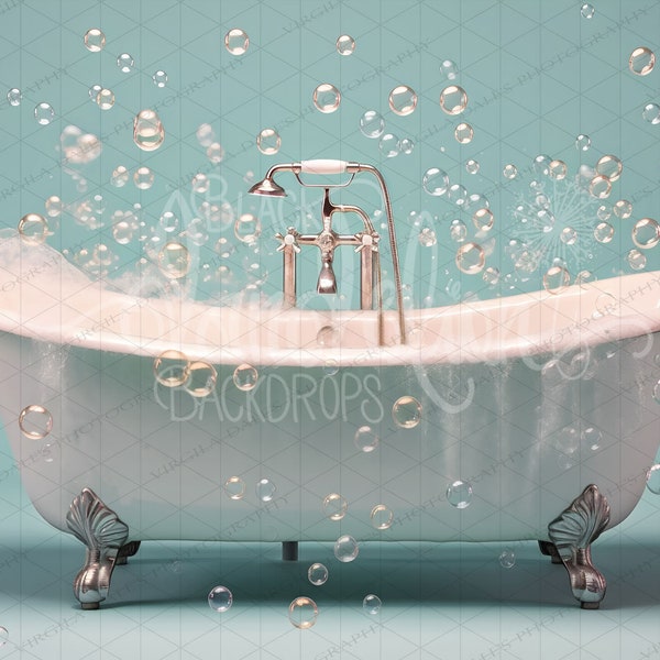 Bathtub and bubbles, AI Digital File