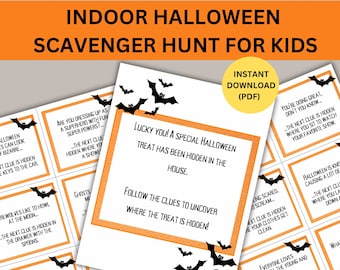 Búsqueda del tesoro de Halloween para niños, Búsqueda del tesoro en interiores, Fiesta de Halloween para niños, Búsqueda del tesoro en interiores, Búsqueda del tesoro para niños