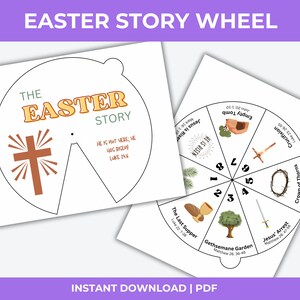 Easter Story Wheel for Kids, Easter Story Craft, Sunday School Activity, Catholic School Easter Craft, Easter Story Spinner DIY, Coloring