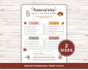 Friendsgiving What's On Your Phone Game, Thanksgiving Dinner Icebreaker Activity for Adults, Instant Download (PDF)