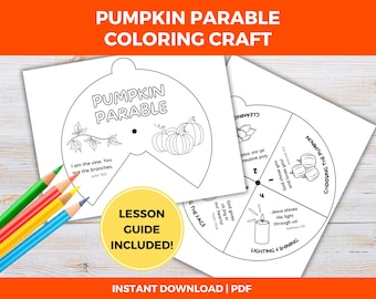 Pumpkin Parable Coloring Craft for Kids, Printable Christian Halloween Sunday School Activity, Classroom Lesson Plan