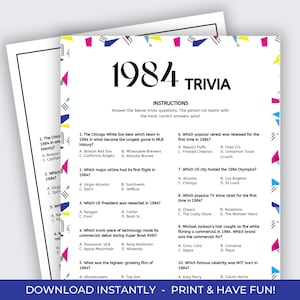 1984 Trivia Spiel, 40th Birthday Trivia, 1984 Geburtstag, Geboren 1984, 40th Birthday Spiel, Zurück in 1984, 1984 Fun Facts, Geburtstags-Trivia, 1984