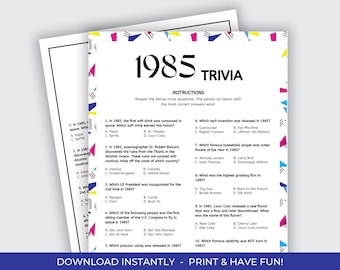 1985 Trivia Game, 40th Birthday Trivia, 1985 Birthday, Born in 1985, 40th Birthday Game, Back in 1985, 1985 Fun Facts, Birthday Trivia, 1985