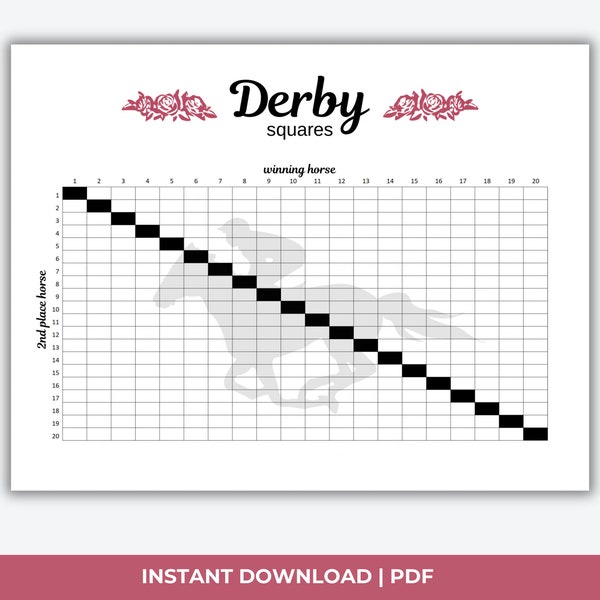 Kentucky Derby Squares, Derby Exacta Squares, Horse Racing Party, Kentucky Derby Party, Horse Race Betting, Horse Race Party Game