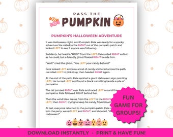 Pink Halloween Pass the Pumpkin Game, Fall Pass the Prize Activity for Classrooms (Printable PDF)
