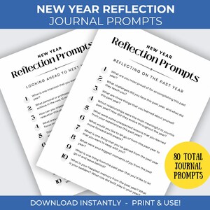 Könnte beinhalten: Ein druckbares Arbeitsblatt mit Aufforderungen zur Neujahrsreflexion. Das Arbeitsblatt ist in zwei Abschnitte unterteilt: "Blick in die Zukunft" und "Rückblick auf das vergangene Jahr". Das Arbeitsblatt enthält 10 Aufforderungen für jeden Abschnitt.