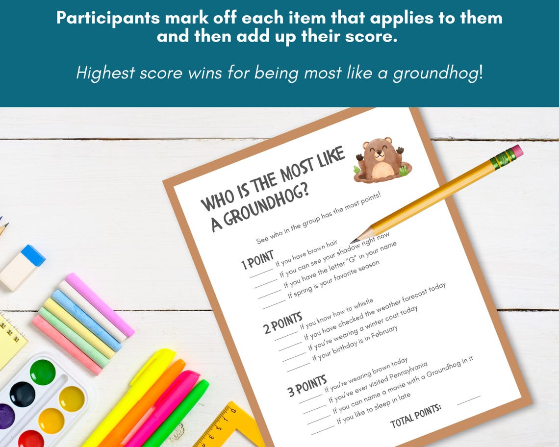 Who is Most Like a Groundhog Game for Kids, Groundhog Day Classroom ...