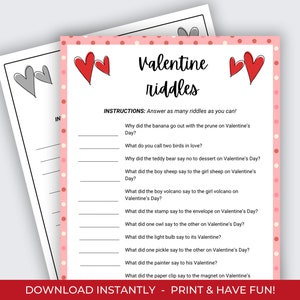 Valentijnsraadsels, Valentijnsspellen, Valentijnsactiviteit voor kinderen voor kinderen, Valentijn Trivia, Punny Valentines, Valentijnsspel in de klas