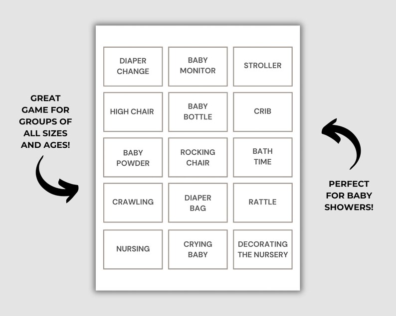 Baby Shower Charades Game, Printable Charades Cards, Baby Shower Group ...