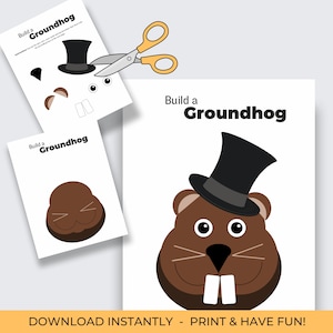 Build a Groundhog, Groundhog Day Activities, Groundhog Day Craft, Groundhog Day for Kids, Ground Hog Day, Kids Arts and Crafts