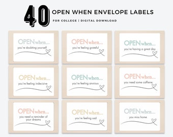 Open When Envelope Labels for Grad, College Grad Gift, High School Grad Gift, Sentimental Gift, Going to College, Letters to Grad