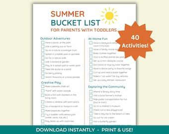 Toddler Summer Bucket List: 40 Fun Activities (PDF)