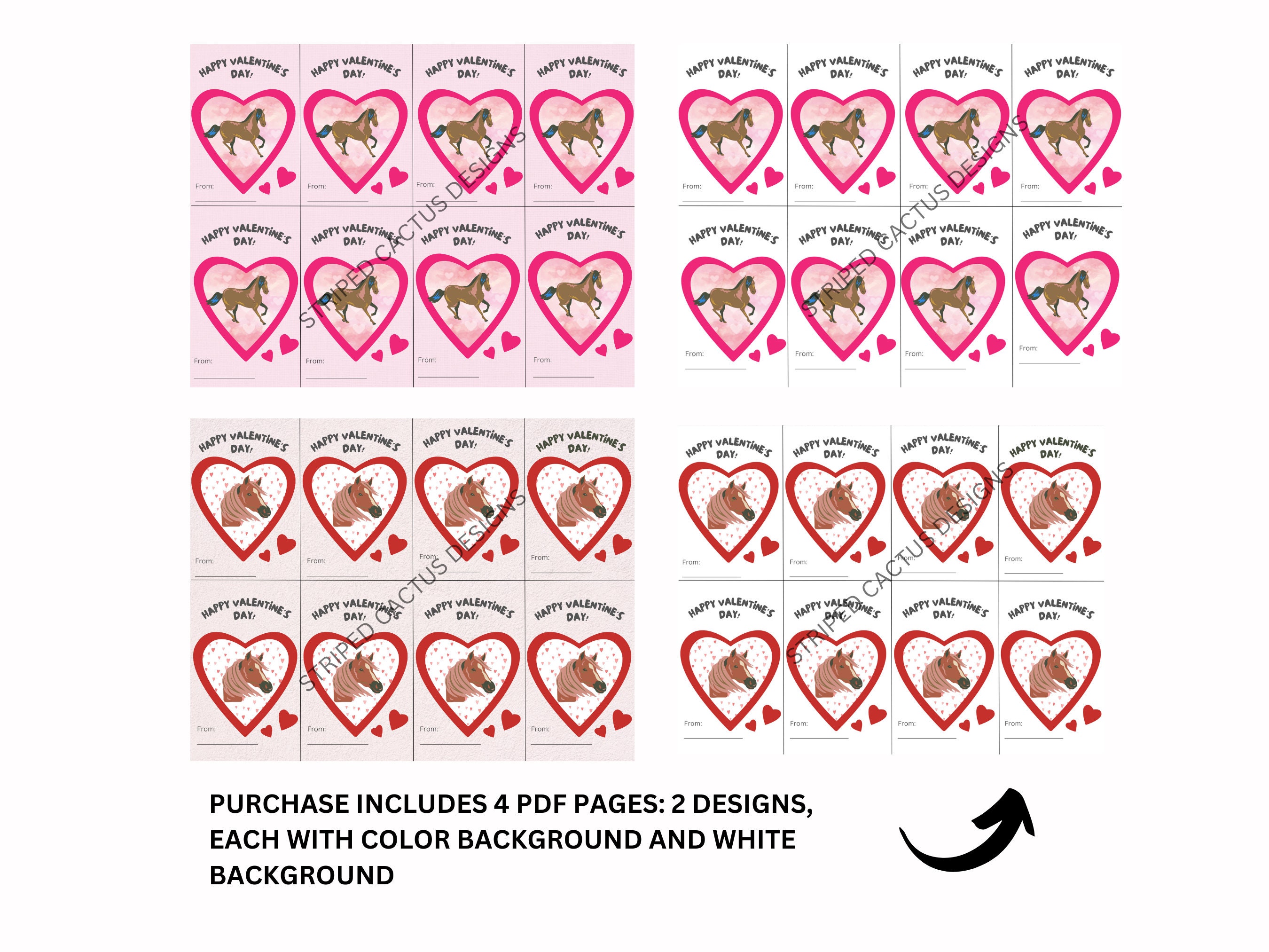 Printable Horse Valentine Cards Instant Download for Classroom ...