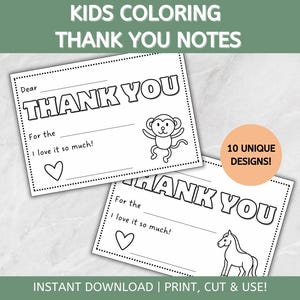 Bedankkaarten voor kinderen Kleurkaarten van kinderen, dierenthema sjabloon voor kinderbedankkaarten, kleur je eigen bedankkaarten voor verjaardag, dieren