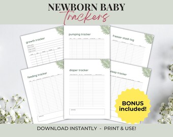 Newborn Log Printable PDF, Baby Tracker Bundle, Infant Feeding and Diaper Log, Breastfeeding Pumping Tracker