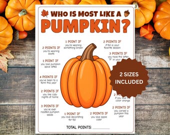 Who is Most Like a Pumpkin Game, Classroom Halloween Activity for Kids, Fall Group Game (PDF)