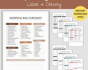 Hospital Packing Checklist for Labor and Delivery, Mom Hospital Bag List, Labor and Delivery Bag, Birth Packing List, Hospital Checklist