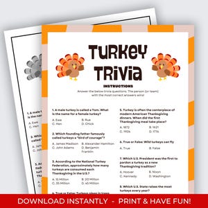 Thanksgiving Turkey Trivia Game: Family & Classroom Fun (Printable PDF)