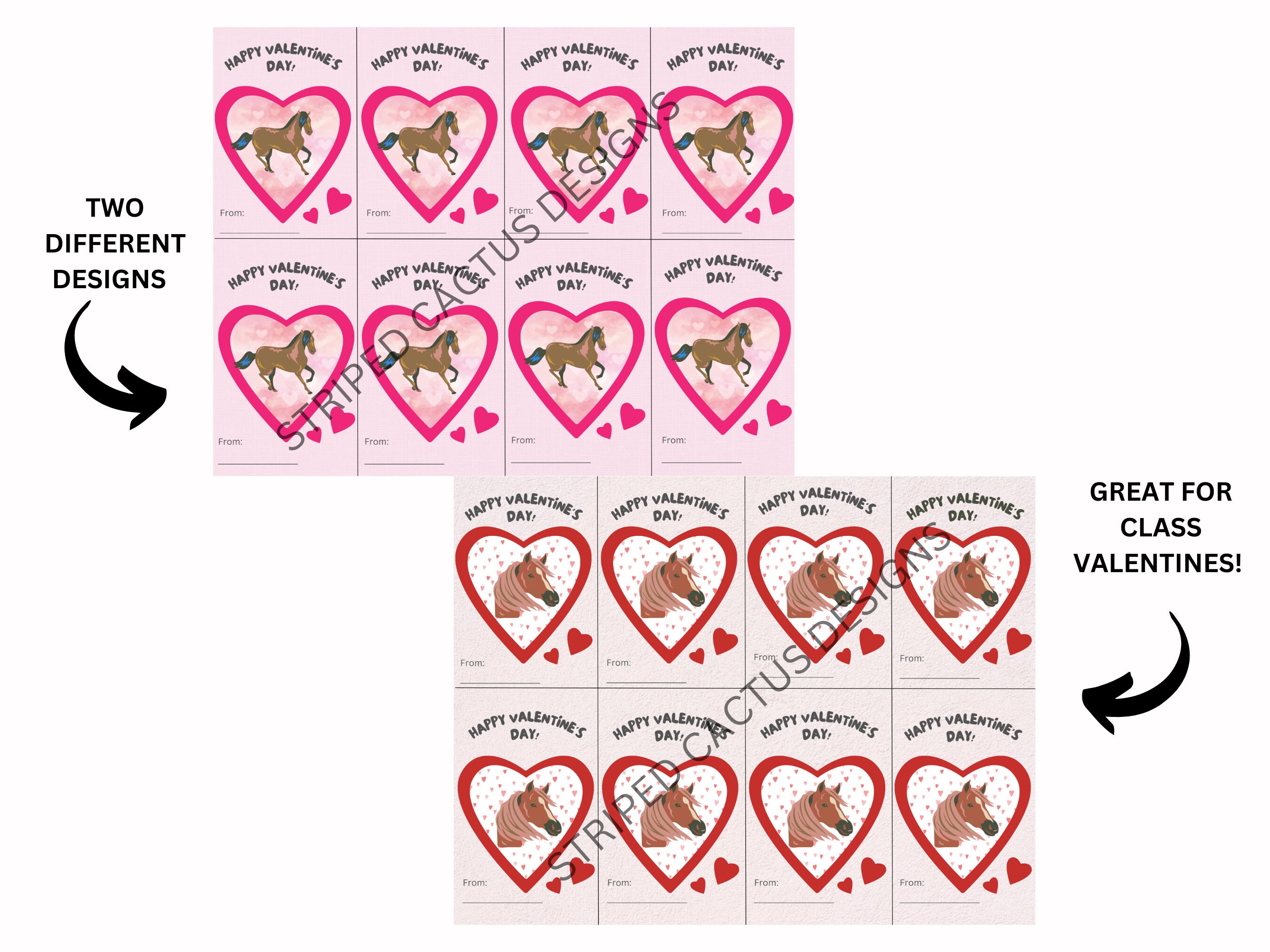 Printable Horse Valentine Cards Instant Download for Classroom ...