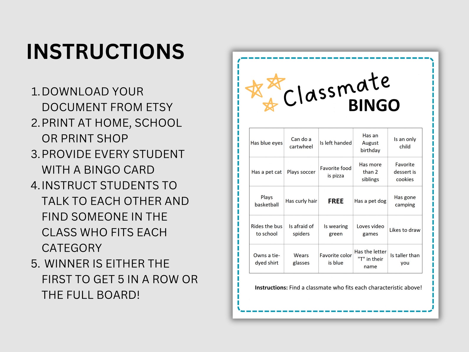 Classmate Bingo for Elementary School, Get to Know You for Classroom ...