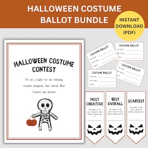 Halloween Costume Ballot Bundle, Halloween Party Contest, Halloween Costume Contest Party Bundle