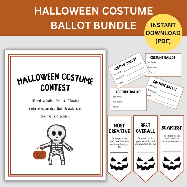 Halloween Costume Ballot Bundle, Halloween Party Contest, Halloween Costume Contest Party Bundle