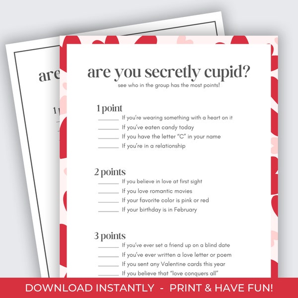 Galentine's Game for Teens, Adults, Most Like Cupid Game, Printable Galentines Activity (Clean), Galentines Day Games, Teen Valentines Game