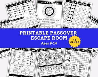 Pesach-escaperoom voor kinderen en tieners, afdrukbare Pesach-escaperoom met eenvoudige installatie: geen sloten, rekwisieten of internet vereist, sederactiviteit