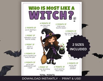 Who is Most Like a Witch Game, Fall Group Game for Kids and Adults, Halloween Ice Breaker Idea (PDF)