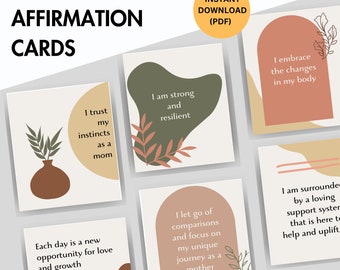 Postpartum Affirmation Cards for New Moms Boho, Printable Affirmations, Baby Shower Gift, Postpartum Self Care, Postpartum Care Kit, Doulas