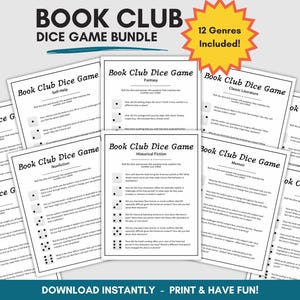 読書クラブ ダイス ゲーム バンドル、印刷可能な読書クラブ アクティビティ、読書クラブ ゲーム、本の会話のきっかけ、読書クラブ ディスカッション、教師用リソース