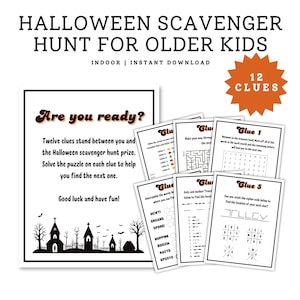 Halloween Scavenger Hunt for Tweens and Teens, Printable Halloween Treasure Hunt for Older Kids, Indoor Scavenger Hunt, Halloween Party Game