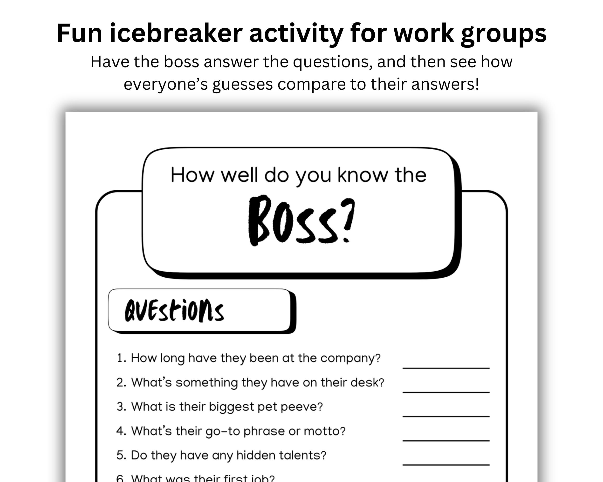 Know the Boss Team Building Game: Printable Office Icebreaker (PDF) - Etsy