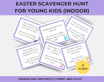 Indoor Easter Scavenger Hunt for Kids with Easter Bunny Scavenger Hunt Letter, Printable Easter Egg Home Scavenger Hunt