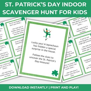 St Patrick’s Day Scavenger Hunt For Kids Printable | Instant Download Indoor Treasure Hunt
