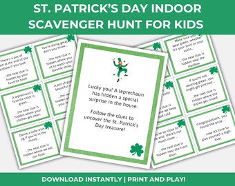 St Patrick's Day speurtocht voor kinderen afdrukbaar | Instant Download Indoor Schattenjacht
