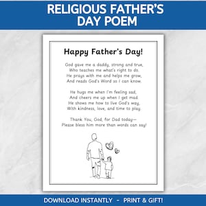 Religiöses Vatertagsgedicht, Sofort-Download, Last-Minute-Vatertagsgeschenk, Sentimentales Geschenk für Papa, Christliches Vatertagsgeschenk von Kindern