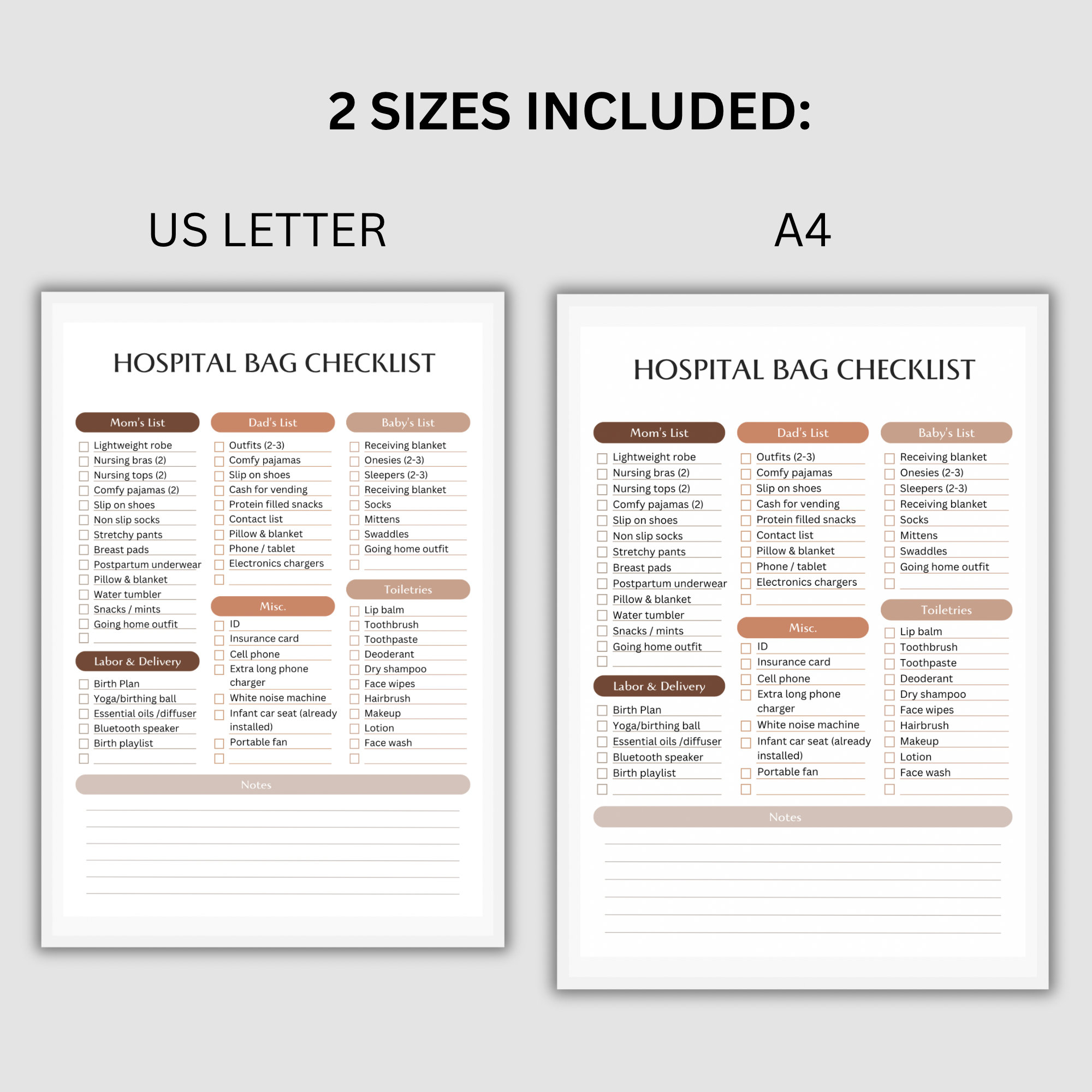Hospital Packing Checklist for Labor and Delivery, Mom Hospital Bag ...