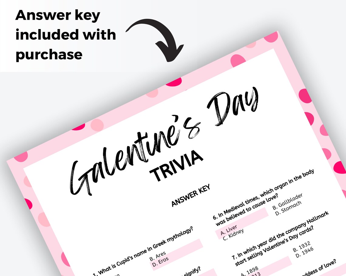 Galentine's Day Trivia Game, Printable Galentines Activity, Valentines ...