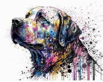 Labrador Retriever Splatter Paint Print - Digital Print, Wall Art Decor for Dog Lovers, Home Decor, Pet Lovers Gift, Instant Download